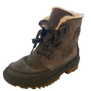 Sorel Winter Boot Tivoli IV Gray Leather Waterproof Women 8 M NL3425
